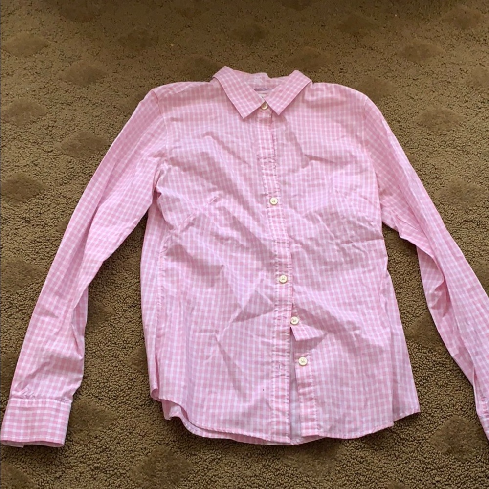 Pink and white checkered button up